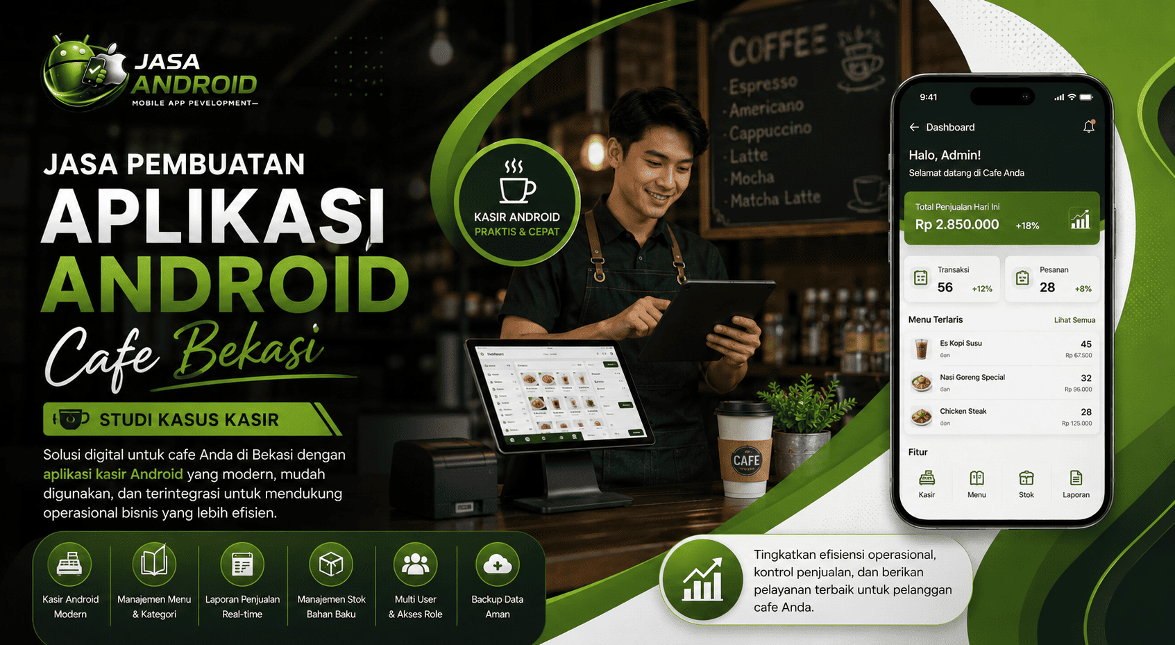 Jasa Pembuatan Aplikasi Android Cafe Bekasi Studi Kasus Kasir: Solusi Digital untuk Meningkatkan Efisiensi dan Penjualan Cafe